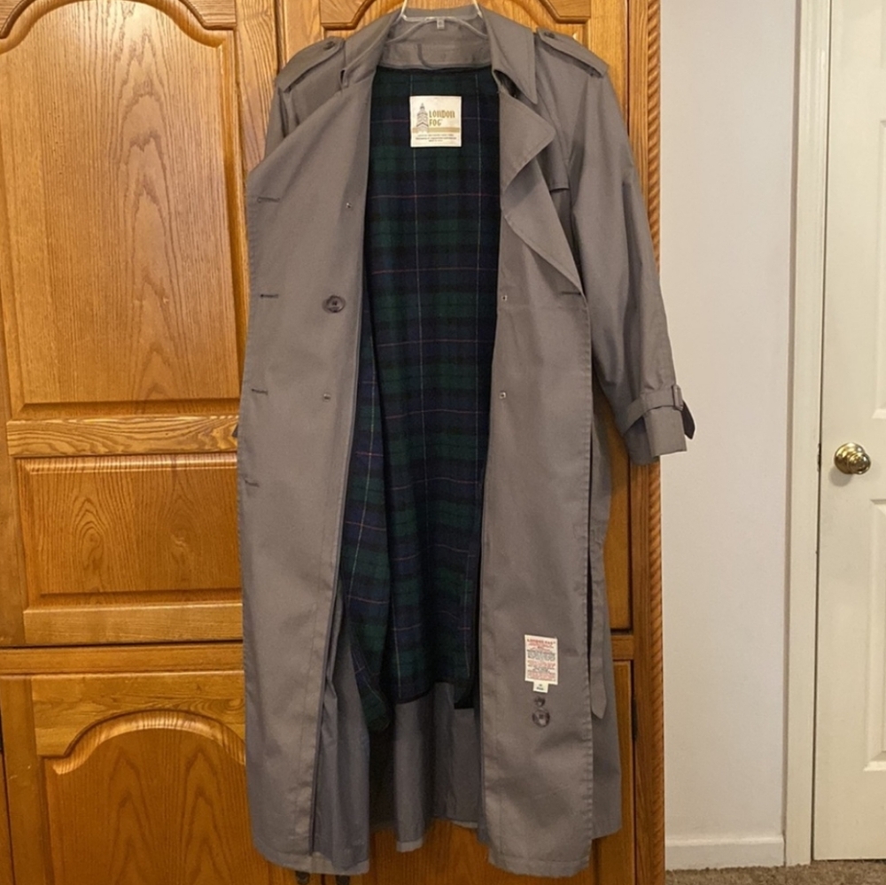 London Fog Grey Trench Coat - Picture 6 of 15